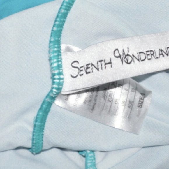 SEVENTH WONDERLAND SIZE 6 S SMALL BLUE TURQUOISE CUT OUTS 1 PC HALTER SWIMSUIT - Picture 4 of 6
